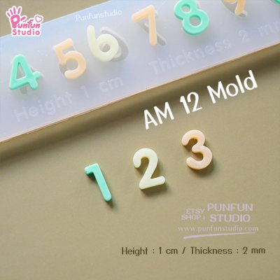 Number UV Resin Mold  Height 1 cm Thickness 2 mm 