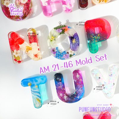 AM 21-46 A-Z Alphabet Molds / 26 pieces / Letter Mold / Silicone mold / Epoxy resin mold
