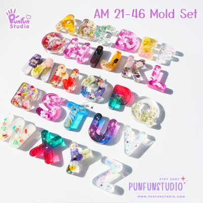 AM 21-46 A-Z Alphabet Molds / 26 pieces / Letter Mold / Silicone mold / Epoxy resin mold
