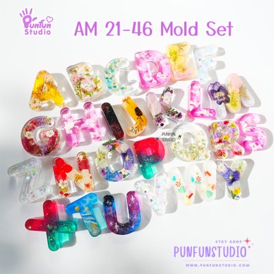 AM 21-46 A-Z Alphabet Molds / 26 pieces / Letter Mold / Silicone mold / Epoxy resin mold