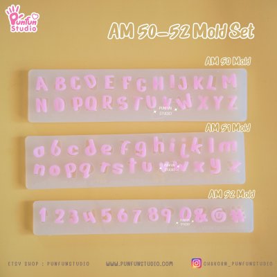AM 50, AM 51, AM 52 Mold / UV Resin Mold / Height 0.7-1 cm Thickness 2 mm / Alphabet and Number Mold / Silicone Mold