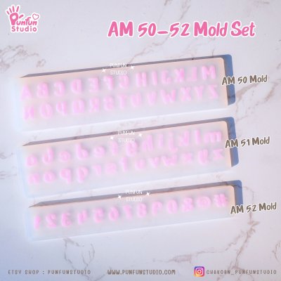 AM 50, AM 51, AM 52 Mold / UV Resin Mold / Height 0.7-1 cm Thickness 2 mm / Alphabet and Number Mold / Silicone Mold