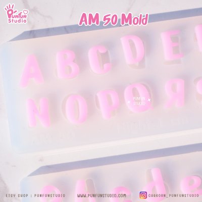 AM 50, AM 51, AM 52 Mold / UV Resin Mold / Height 0.7-1 cm Thickness 2 mm / Alphabet and Number Mold / Silicone Mold