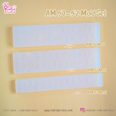AM 50, AM 51, AM 52 Mold / UV Resin Mold / Height 0.7-1 cm Thickness 2 mm / Alphabet and Number Mold / Silicone Mold