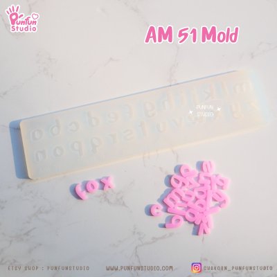 AM 50, AM 51, AM 52 Mold / UV Resin Mold / Height 0.7-1 cm Thickness 2 mm / Alphabet and Number Mold / Silicone Mold
