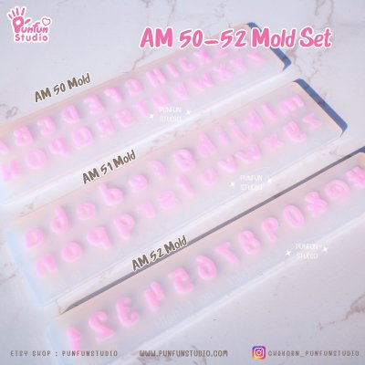 AM 50, AM 51, AM 52 Mold / UV Resin Mold / Height 0.7-1 cm Thickness 2 mm / Alphabet and Number Mold / Silicone Mold