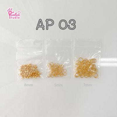 AP03 / Eyepin B / Pack 40 pieces + 5mm Rings and 7mm Rings / Accessory Part
