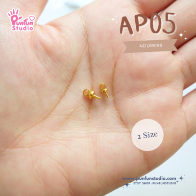 AP06 / Eyepin / Pack 40 pieces / 2 Size / Gold / Accessory Part
