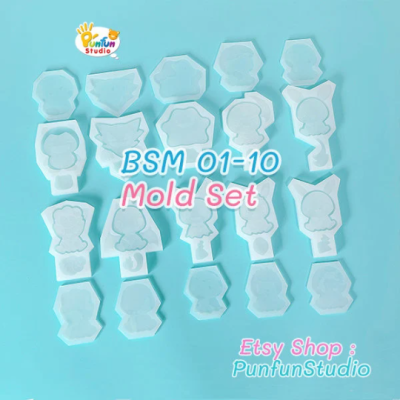 BSM 01-10 Pokemold Set / Full Body Shaker Mold / 10 Shaker Molds + 10 Cover Molds / Silicone Mold