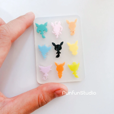 Mini Eev Evolutions Mold / Shaker bits mold / Pokemold / Silicone Mold