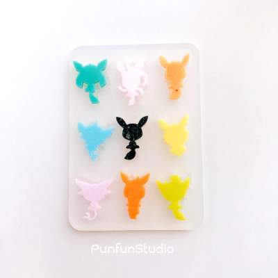 Mini Eev Evolutions Mold / Shaker bits mold / Pokemold / Silicone Mold