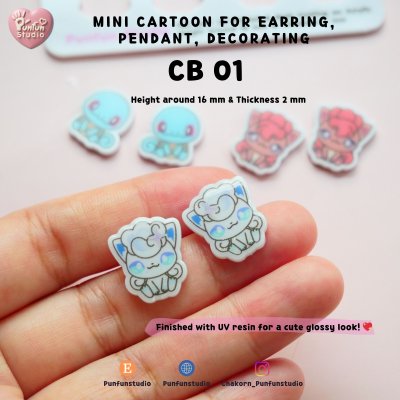 CB 01-05 Mini Cartoon For Earring, Pendant, Decorating / UV Print on Acrylic / Free earring part