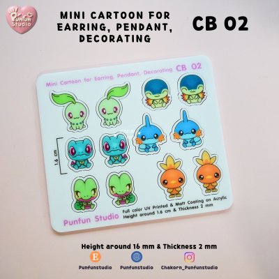 CB 01-05 Mini Cartoon For Earring, Pendant, Decorating / UV Print on Acrylic / Free earring part