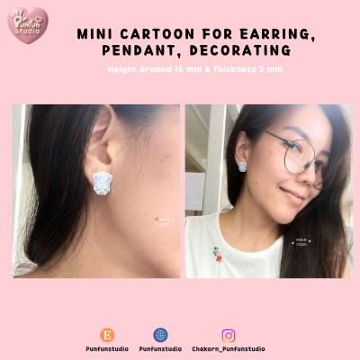 CB 01-05 Mini Cartoon For Earring, Pendant, Decorating / UV Print on Acrylic / Free earring part
