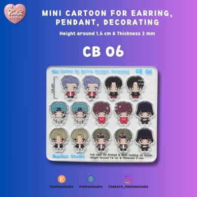 CB 06-07 Mini Cartoon For Earring, Pendant, Decorating / UV Print on Acrylic / Free earring part