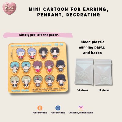 CB 06-07 Mini Cartoon For Earring, Pendant, Decorating / UV Print on Acrylic / Free earring part