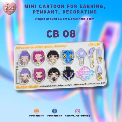CB 08-09 Mini Cartoon For Earring, Pendant, Decorating / Tiny Kpop / UV Print on Acrylic / Free earring part
