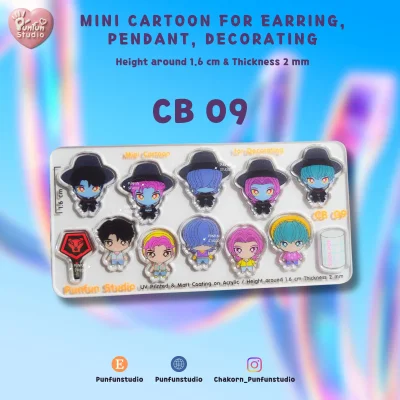 CB 08-09 Mini Cartoon For Earring, Pendant, Decorating / Tiny Kpop / UV Print on Acrylic / Free earring part