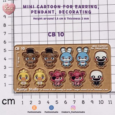 CB 10 Mini Cartoon For Earring, Pendant, Decorating / Five Night / UV Print on Acrylic / Free earring part