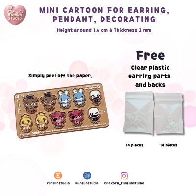 CB 10 Mini Cartoon For Earring, Pendant, Decorating / Five Night / UV Print on Acrylic / Free earring part