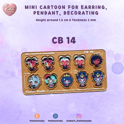 CB 11-14 Mini Cartoon For Earring, Pendant, Decorating / Tiny Kpop / UV Print on Acrylic / Free earring part