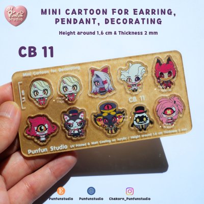 CB 11-14 Mini Cartoon For Earring, Pendant, Decorating / Tiny Kpop / UV Print on Acrylic / Free earring part