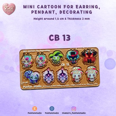 CB 11-14 Mini Cartoon For Earring, Pendant, Decorating / Tiny Kpop / UV Print on Acrylic / Free earring part