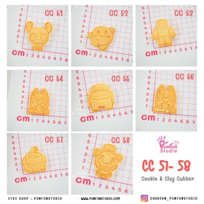 CC 51-58 Cookie & Clay Cutter / Cartoon / Cookie Cutter / Polymer Cutter / Fondant Cutter