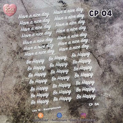 CP 01–04 Special Message Sheet for Decoration / UV printed & Matt Coating on a clear plastic sheet