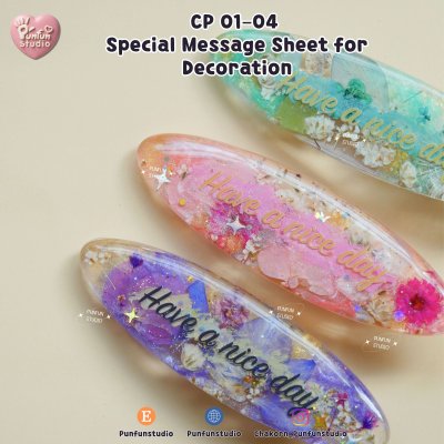 CP 01–04 Special Message Sheet for Decoration / UV printed & Matt Coating on a clear plastic sheet