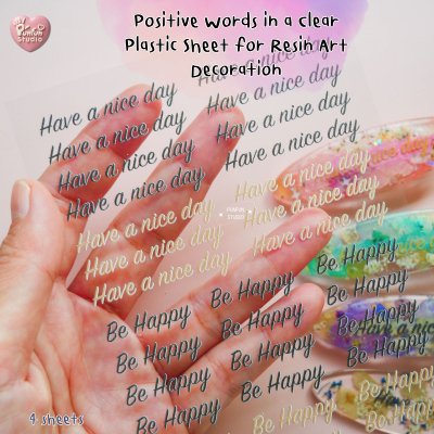 Positive Words in a Clear Plastic Sheet for Resin Art Decoration A6