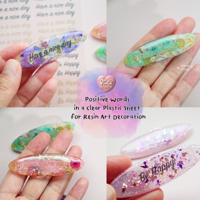 Positive Words in a Clear Plastic Sheet for Resin Art Decoration A6
