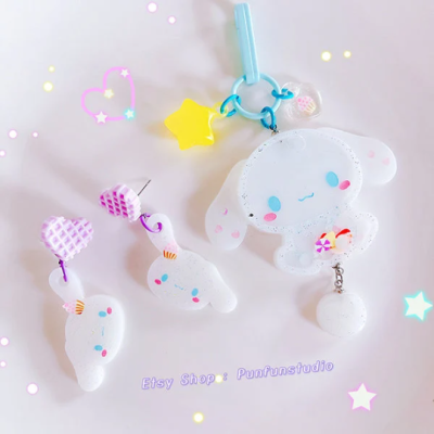 FE 22-25 Mold Set / Cutie Kitty, Rabbit, Dog / Face Earring Mold / Silicone Mold / UV Resin Mold