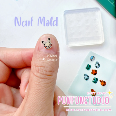 NA 07 Cutie Kitty / Nail Decoration Mold / Clear Mold for UV Resin / Thickness 0.3 - 0.5 mm / Silicone Mold