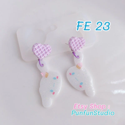 FE 22-25 Mold Set / Cutie Kitty, Rabbit, Dog / Face Earring Mold / Silicone Mold / UV Resin Mold
