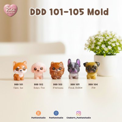 Dogs Mold DDD 101-105 Tiny 3D Molds / UV Resin