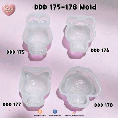 DDD 175-178 Punfun Animal Mold / 3D Mold / Epoxy Resin, Chocolate, fondant, Jelly,