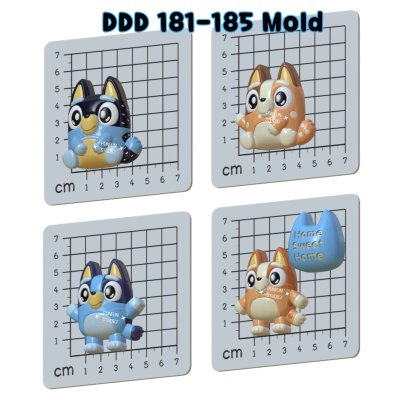 DDD 181-185 Sweet Dog Family Mold / 3D Mold / Epoxy Resin, Chocolate, fondant, Jelly, Plaster Mold
