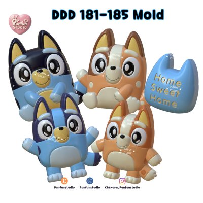 DDD 181-185 Sweet Dog Family Mold / 3D Mold / Epoxy Resin, Chocolate, fondant, Jelly, Plaster Mold