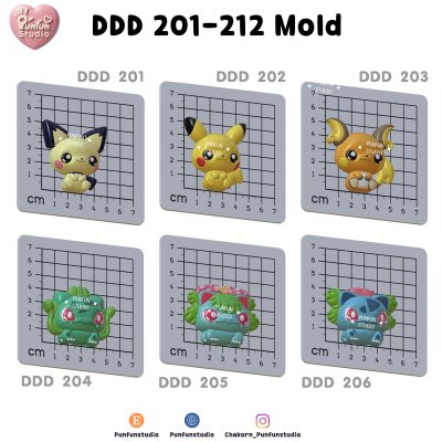 DDD 201-212 Mold Set / Poke Mold / Food Safe Mold/ Epoxy Resin, Chocolate, Jelly, Candle / Silicone Mold