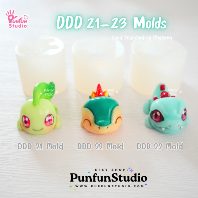 DDD 21-23 Mold Set / Crouching Poke Starter Gen 2 / Pokemold / 3D Mold