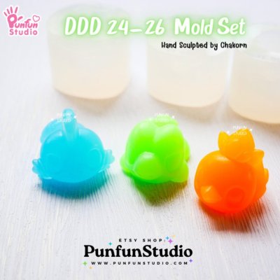 DDD 24-26 Mold Set / Crouching Poke Starter Gen 3 / Pokemold / 3D Mold