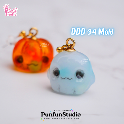 DDD 34 Boo Ghost Mold / Halloween Mold / Tiny Mold / Clear UV Resin Mold / 3D Mold
