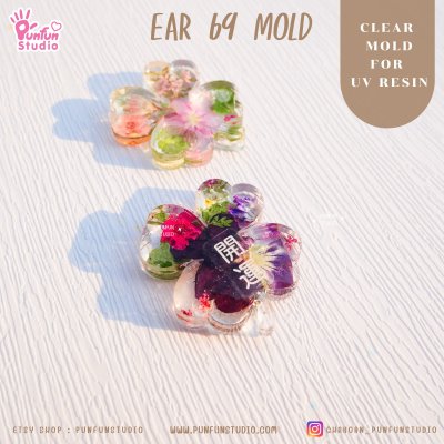 Ear 69 Four- Leaf Clover Clear Mold / Earring Mold / UV Resin Mold / Clear Silicone Mold