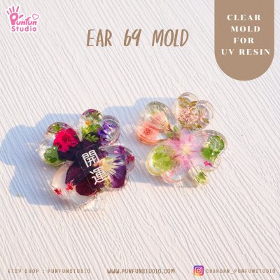 Ear 69 Four- Leaf Clover Clear Mold / Earring Mold / UV Resin Mold / Clear Silicone Mold