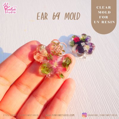 Ear 69 Four- Leaf Clover Clear Mold / Earring Mold / UV Resin Mold / Clear Silicone Mold