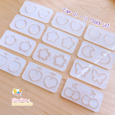 Ear 01-12 Mold  / Earring Mold / UV Resin Mold / Silicone Mold