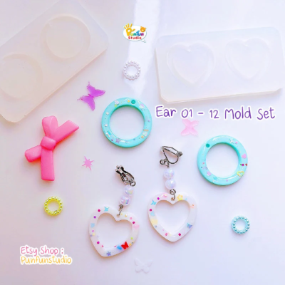 Ear 01-12 Mold  / Earring Mold / UV Resin Mold / Silicone Mold