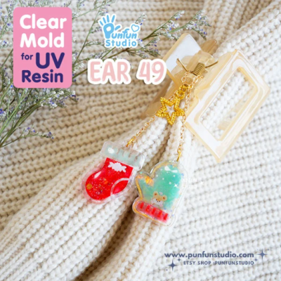 Ear 44-49 Christmas Clear Mold / Christmas Mold / Earring Mold / UV Resin Mold / Clear Silicone Mold