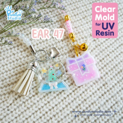 Snow globe & Gift box Clear Christmas Earring Mold